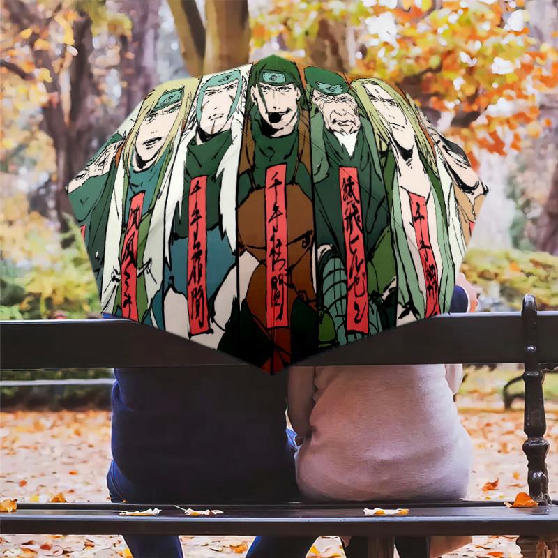 1 PC Automatic Folding Umbrella - Naruto Fire Sage Mode Pattern Portable Foldable Design With 8 Ribs Christmas Birthday Gifts