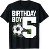 5th Birthday Boy Soccer Fan 5 Years Old T-Shirt
