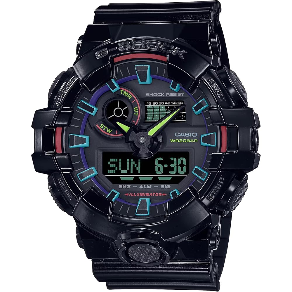 Casio G-Shock GA-700RGB-1A Men's Watch Imported Model Durable Design Water Resistant