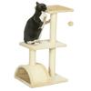 Cat Tree, 3-Tier, Sisal Posts, Scratching Board, Hanging Ball, Cream