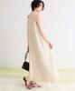Frill Design Sleeveless Dress AHXN2376 L Ivory [Titivate] Linen-like V-neck Women's