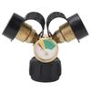 2 Way Propane Gas Splitter Brass POL To Qcc1 Y Type Propane Splitter with Gauge for Barbecue Grill H