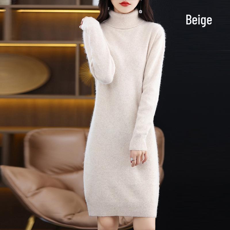 Women's Mink Velvet High Neck Knit Dress