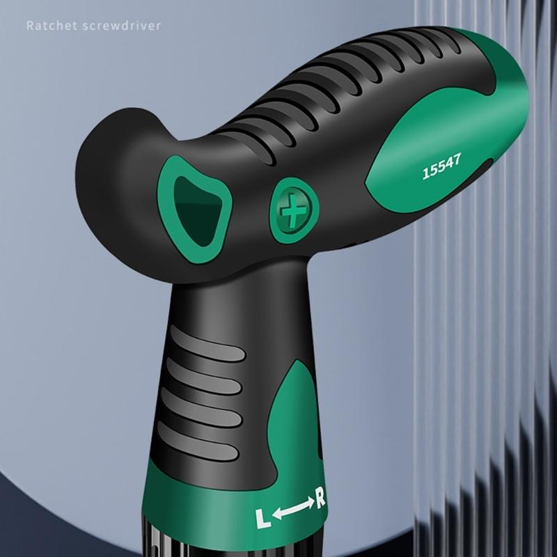 Ratschenschraubendreher T-Typ Rutschfester Stahl Multifunktionales Reparaturwerkzeug Doppelzweck-Batchkopf Teleskop-Handwerkzeug