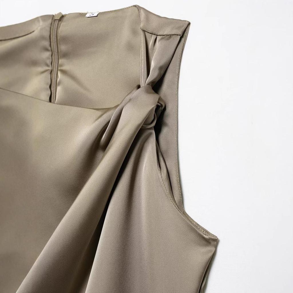 Summer 2025 European and American Women's Fashion: New Pleated Textured Dress