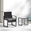 Rattan Bistro Set, 3 Piece Garden Furniture Set with Glass Top Table and Cushions, Dark Grey