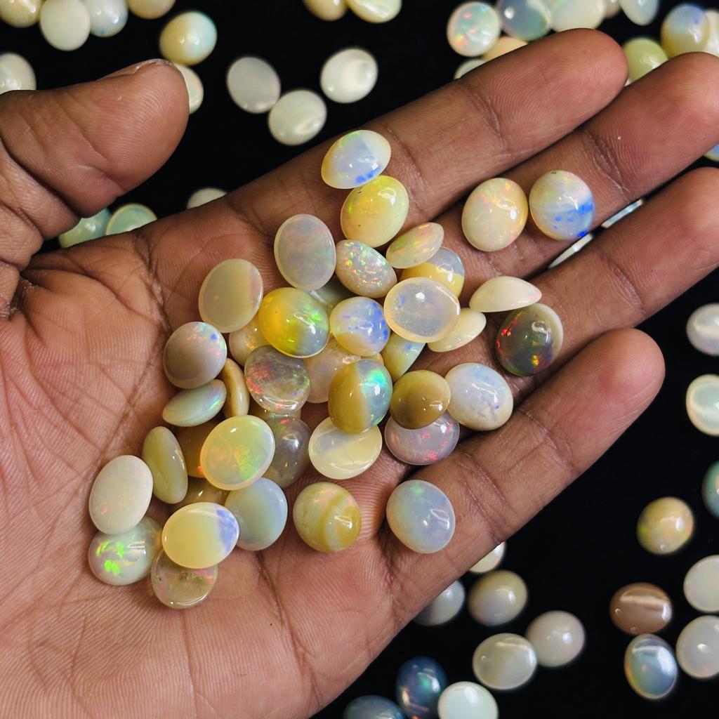 12 Pcs   Lab-Created OPAL 6X4 Mm Oval Cut Australian Gemstone Lot