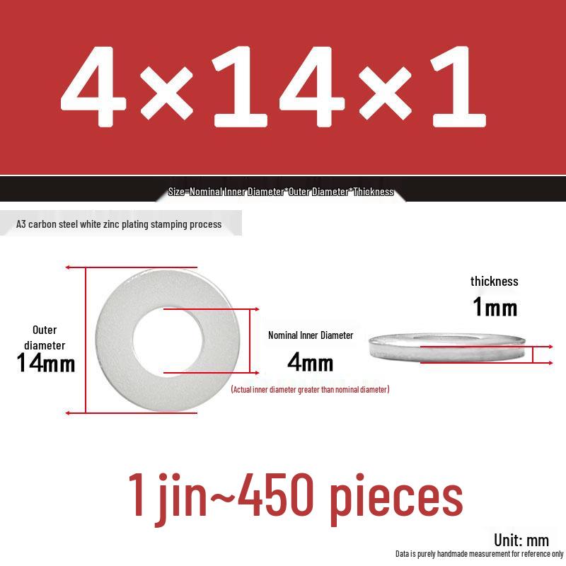 Extra Thick Galvanized Iron Flat Washer, Round, M3-M62