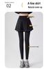 Women's Faux Two-Piece Fleece-Enhanced Shark Pants: Yoga-Style Pleated Skirt and Tights for Spring, Autumn, and Winter.