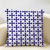 Blue And White Geometric Cushion Cover Durable Hypoallergenic Organic Linen Short Pillow Cover Washable