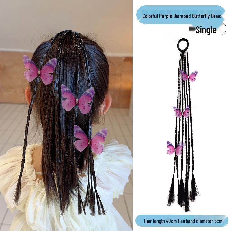 Adorable Butterfly Hair Accessories Set for Girls - Includes Braided Twists, Rubber Bands, and Bow Headbands