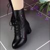 New Soft Leather Thickened White Hair Warm Martin Boots Pointed Thick Heel Temperament Comfortable Cotton Boots
