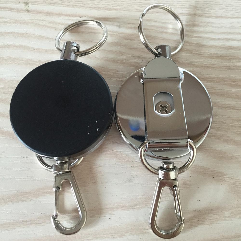 1Pcs Negro creativo Alambre de Nylon Retractor de clave RETRÁCTIL LLAVERO KEYRING