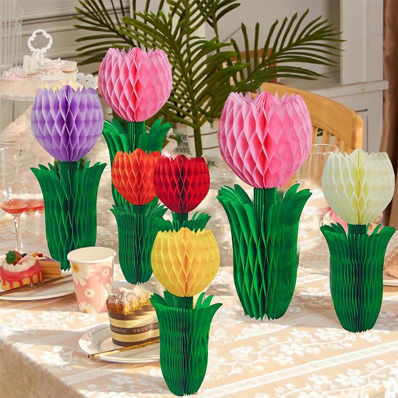 Honeycomb Tulip Flower Paper Tulip Floral Honeycomb Ceiling Hanging Decoration For Office Home Wedding Birthday Party Decor