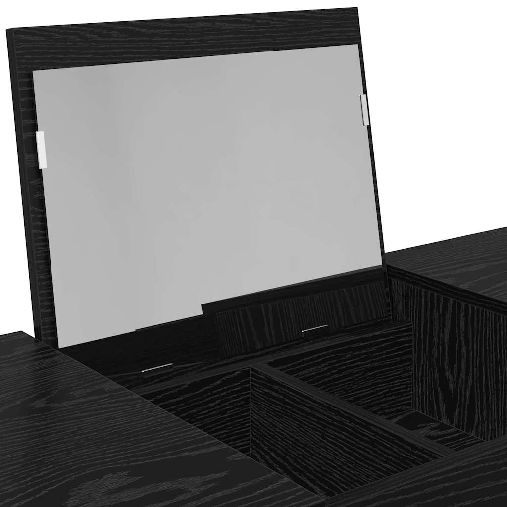 Cosmetic Table with Mirror Black Oak Effect 100 x 45 x 76 cm