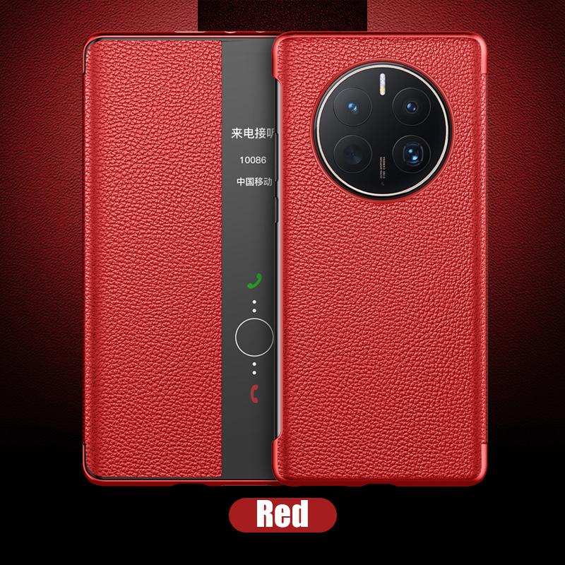 Oryginalne skórzane etui z klapką do Huawei P60 P50 P40 Pro P30 P20 Mate 50 40 30 20 Pro RS Lustrzane Smart Touch View Obudź Uśpij