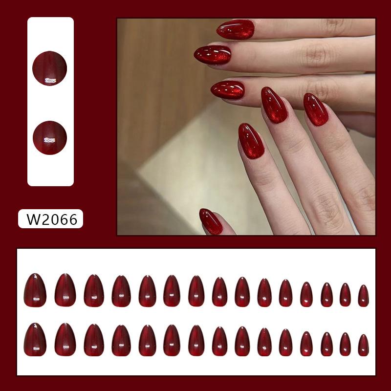 

Retro burgundy removable manicure tablets 30 pieces press on nails
