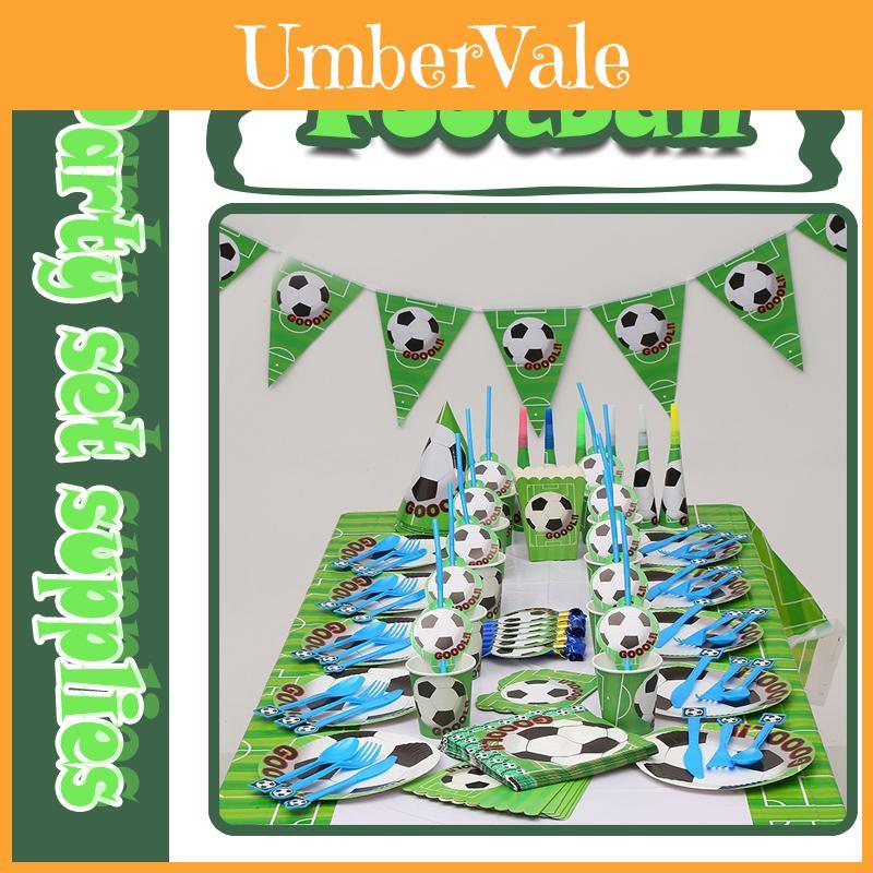 Vibrant Football Theme Party Tableware Plates Napkins Ideal For Kids Birthday Festivities