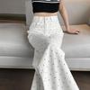 2024 Autumn Women's High Waist Polka Dot Wide Leg Jeans - Petite, Floor Length