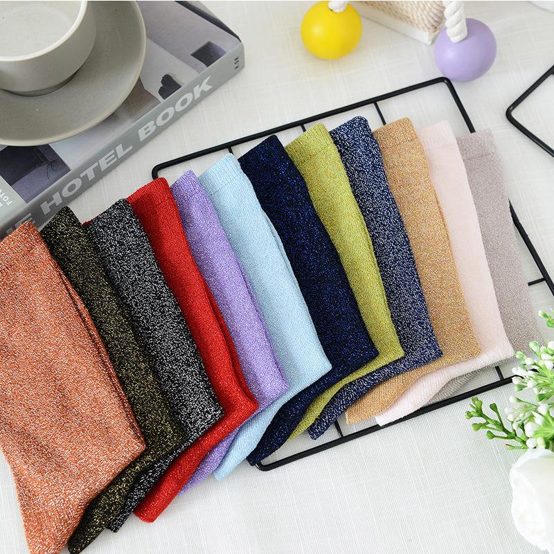 Bunte Sexy Glänzende Socken Koreanische Styles Goldene Silberne Seidenstrümpfe Luxuriöses Design Hohe Qualität Damenstrümpfe
