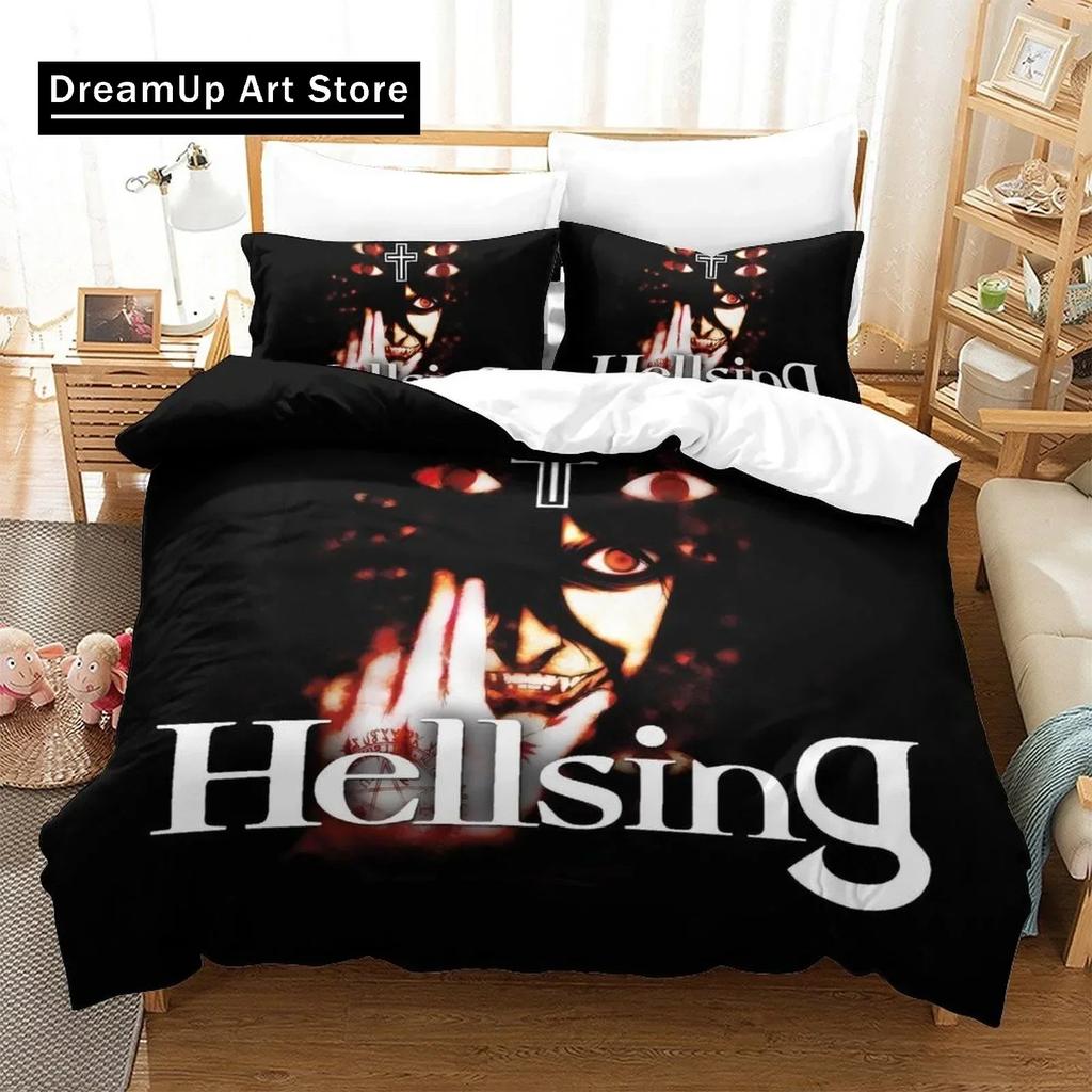 New Hellsing Bedding Set Single Twin Full Queen King Size Bed Set Aldult Kid Bedroom Duvetcover Sets 3D Anime Bed Sheet Set
