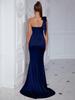 2025 Off-Shoulder Slit Long Evening Dress - Sexy Solid Color Fashion