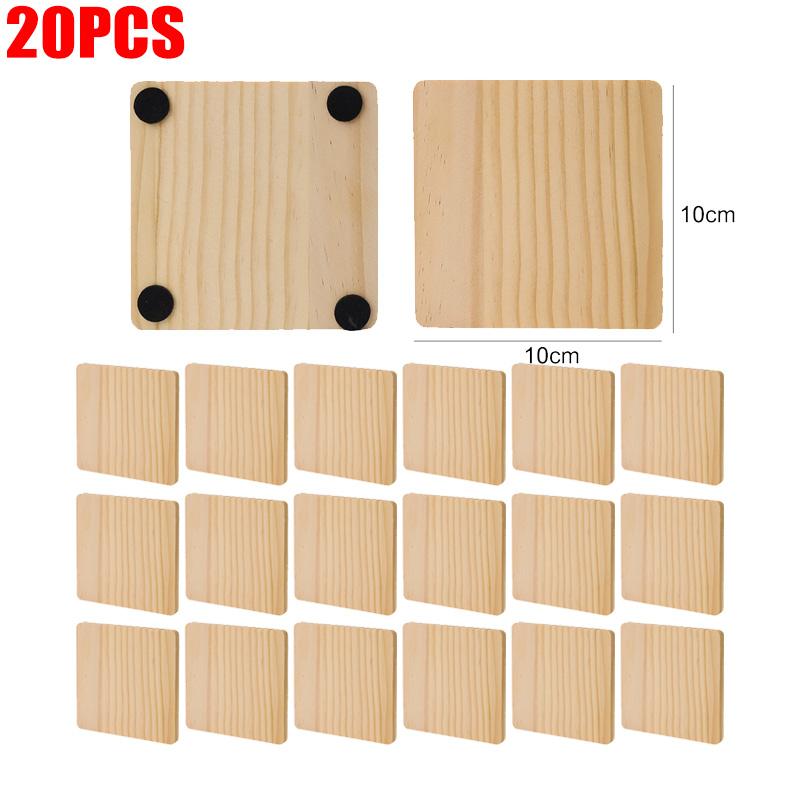 5-20PCS Square Round Wood Coasters Bottle Wine Cup Coffee Drinks Coaster Mat DIY Craft Painting Wood Engraving Party Decoration