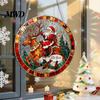 Decorative Chains for Hanging Ornaments Christmas Acrylic Window Decor, 2D Holographic Stained Glass Art Ornament with Metal Chain, Double-sided