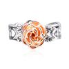 Fashion Plated Rose Gold Flower Ring European and American Retro Plated Silver Color Separation Engagement Wedding Ring