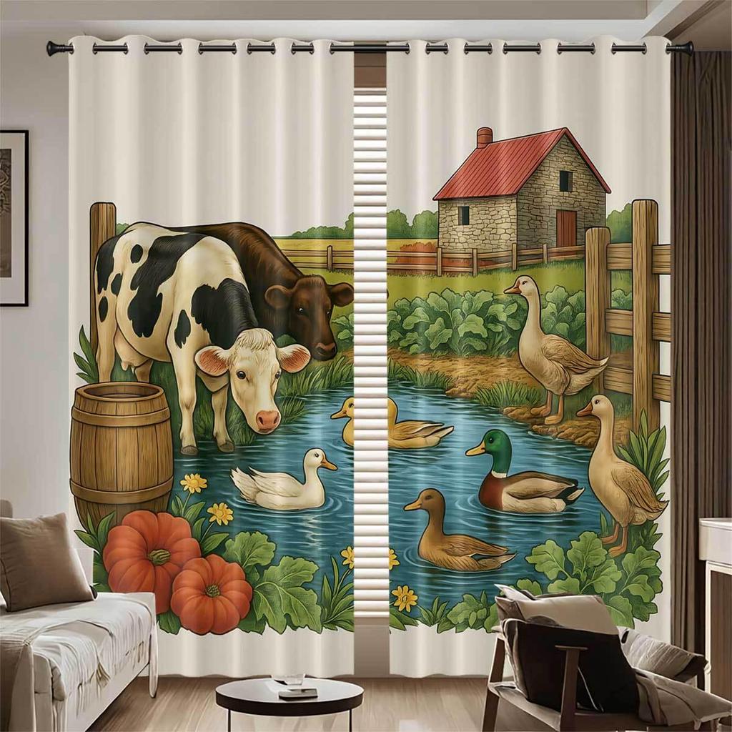Customizable High Precision Blackout Curtains - Polyester, Digital Print, Sun Protection, Living Room.
