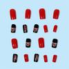 Sexy Black Little Red Daisy French Fake Nails Women Fashion False Nail Square Head Wearable Manicure Full Cover Press on Nails