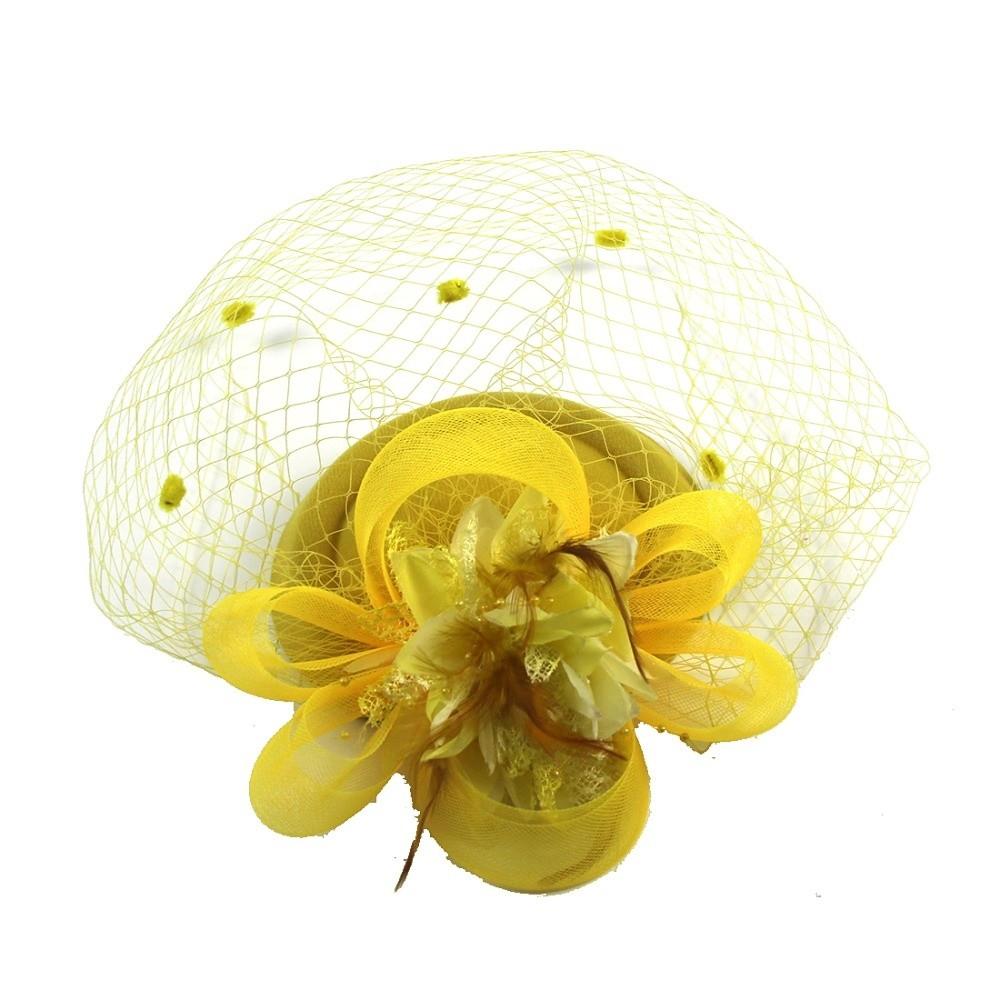 Bride Headdress Feathers Fascinator Hat Sinamay Feathers Party Mesh Hair Band  Lady