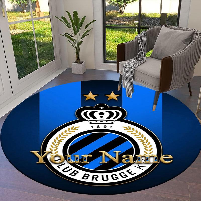 Club Brugge KV Custom Name Round Area Rug,Carpet Rug for Living Room Bedroom Sofa Playroom Decor,Non-slip Floor Mat