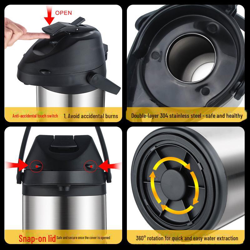 Tianxi Stainless Steel Press-Action Air Pressure Thermos Kettle