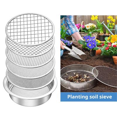 Yousheng Soil Sifter Set Stainless Steel Sieve Frame with 5 Mesh Sieve Pans Rustproof Garden Sieve Kit for Stones Weeds Filtration