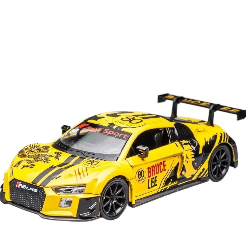 1/32 Scale Sport R8 LMS CUP Alloy Metal Vehicles Die Cast Toy Vehicles Sound and Light Collection Childrens Birthday Toy Gifts