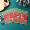 Red & Green Christmas Reindeer Knitted Disposable Napkins for Hotel Decor