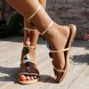 Fashion Fashion Solid Color Buckle Decorated Open Toe Women's Sandals 2025 Summer Flat Soles and Comfortable Outer Wear Shoes Zapatos