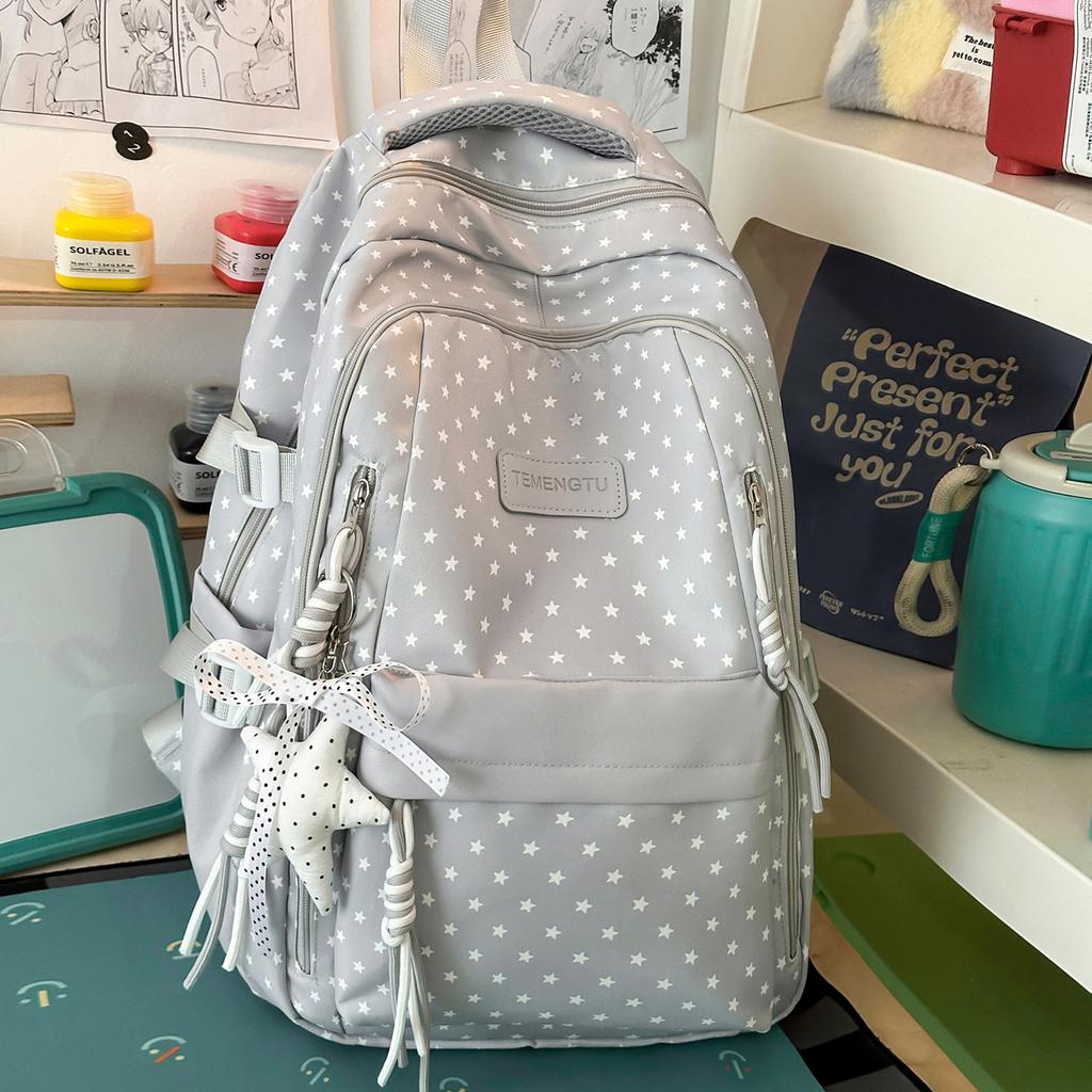 Schoolbag High Value Korean Version Fresh Schoolbag Japanese Princess Cute Star Print Backpack Junior High School Class Backpack