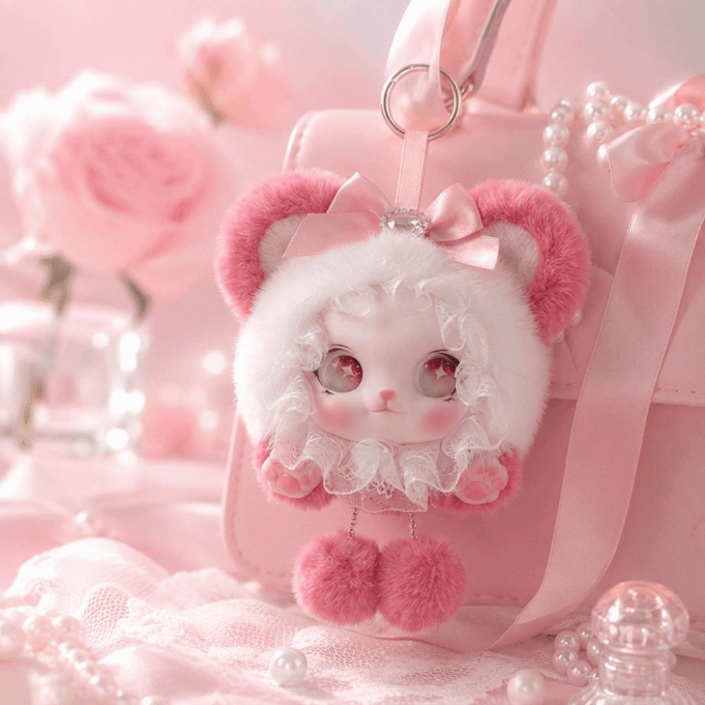 Big Ear Cat Plush Keychain Ornaments Car Key Ring Bag Decor Cat Doll Pendant Gift For Girls