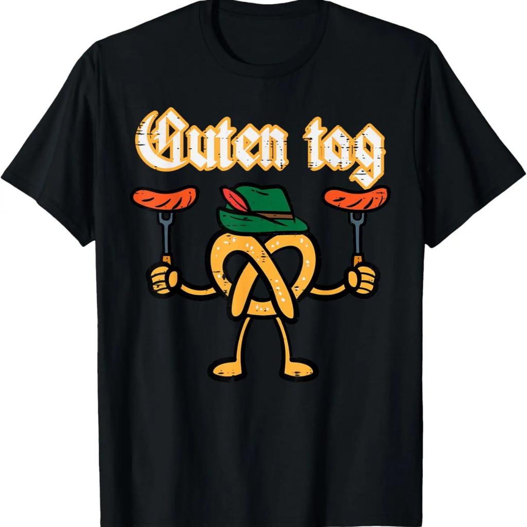 Oktoberfest Guten Tag Pretzel German Costume Kids Men Women T-Shirt