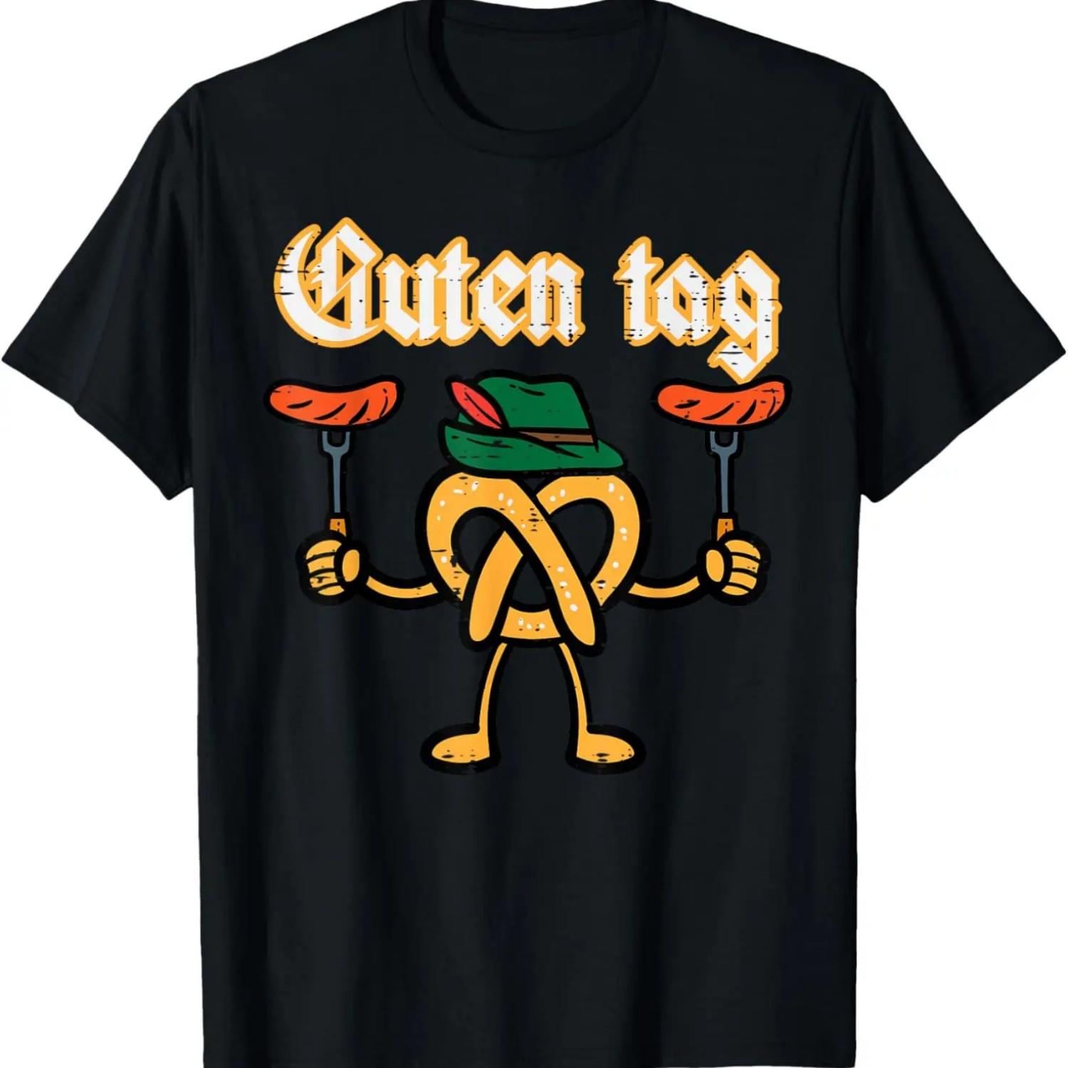 Oktoberfest Guten Tag Pretzel German Costume Kids Men Women T-Shirt S
