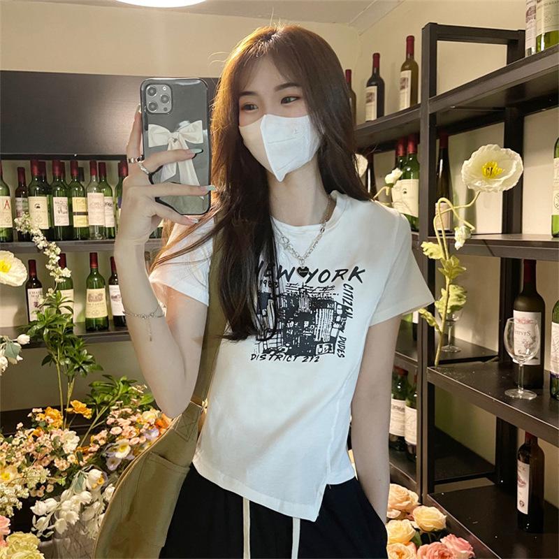 

Spicy Girl Irregular Chic Short-Sleeve T-shirt - Summer 2024 Trendy Women s Top M