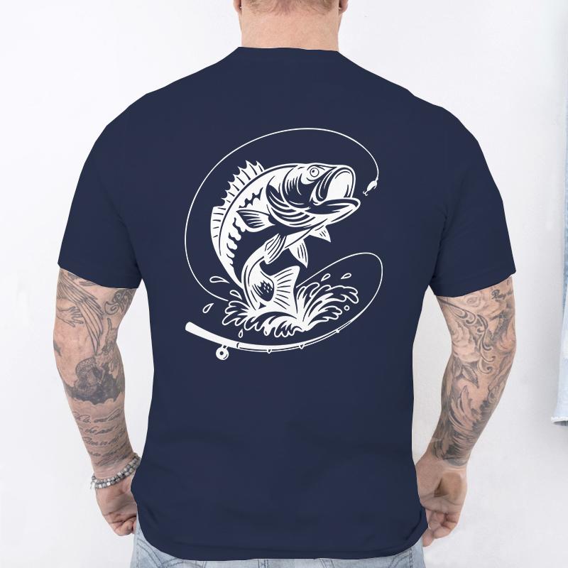 T-shirt per Amanti della Pesca da Uomo Cuore da Pescatore Stampa Pesce Persico Grafiche Magliette Casual a Manica Corta Abbigliamento Maschile Oversize