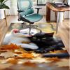 Cuddling Cats Autumn Leaves Rug - Cozy Pet Lover Decor for Bedroom or Study, Soft Texture with Realistic Cat Illustration