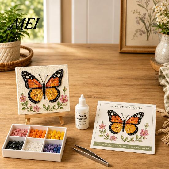 Nautical Beach Theme Craft DIY Sea Glass Art Mosaic Kit, Ocean Animal Themed Set for Adults Environmental Friendly Materials Beginner, Handmade
