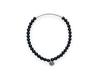 Howthere Gemstone Bracelet Minimalist - Silver Pipe And Black Stone