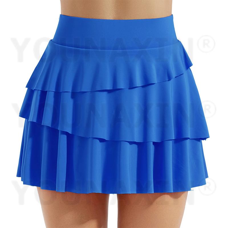 Damen Tennis Culottes Yoga Hohe Taille Tasche Fitness Plissee Rock Training Athletisch Laufen Sportshorts Futter S M L XL 2XL