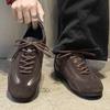 European and American splicing men's shoes low-top daily lace-up sports and leisure shoes lightweight barefoot shoes brown-J