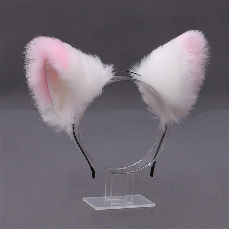 Diadema Lolita con Orecchie di Gatto e Volpe in Peluche - Fascia Cosplay Fatta a Mano